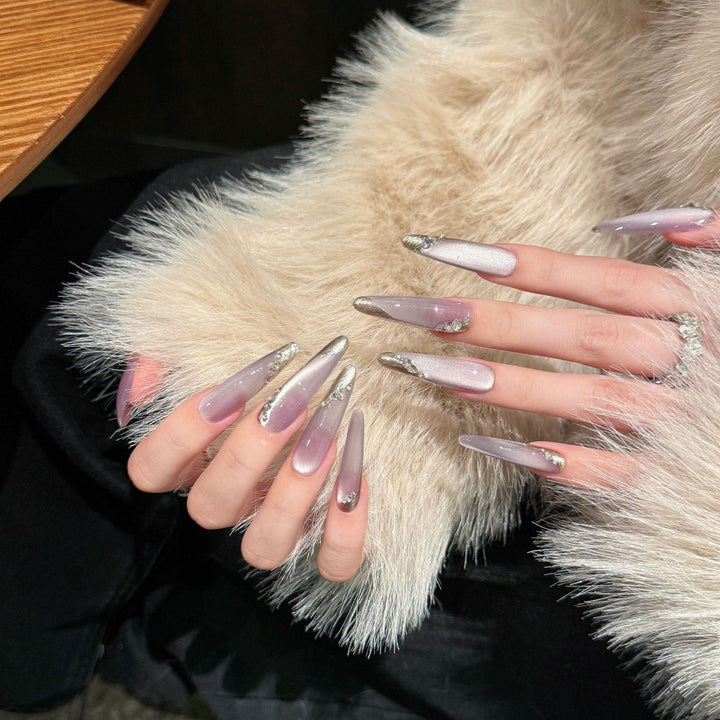 Premium Stiletto Press-On Nail Set with Glittering Accents
