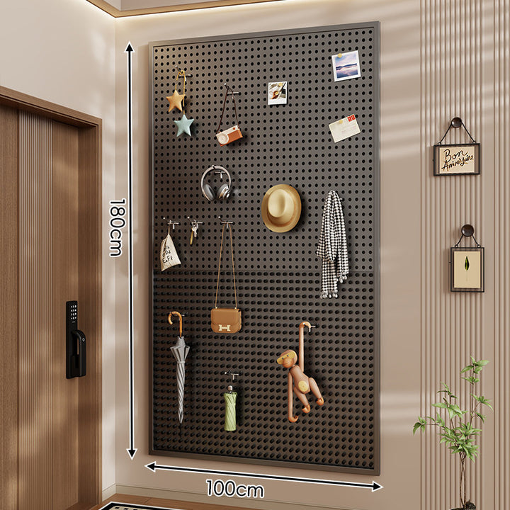 Wall-Mounted Perforated Pegboard Organizer Panel Large Square with Modular Hooks and Accessories