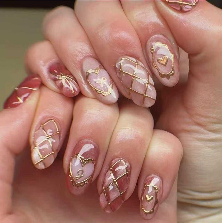Acrylic nail set with elegant decorations Bowlift