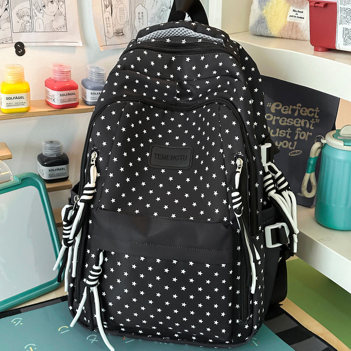 Star-Patterned Multi-Pocket Backpack Bowlift