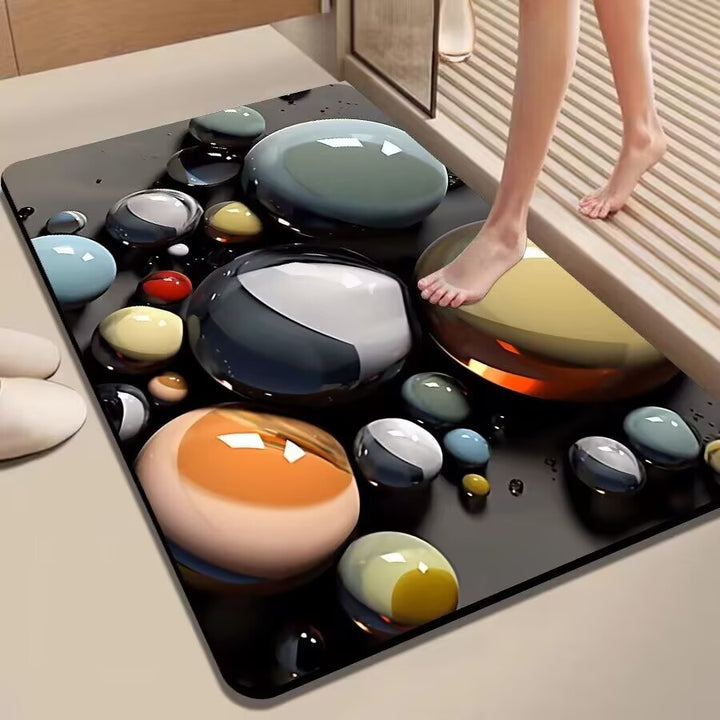 Colorful Pebble-Themed Floor Mat Bowlift