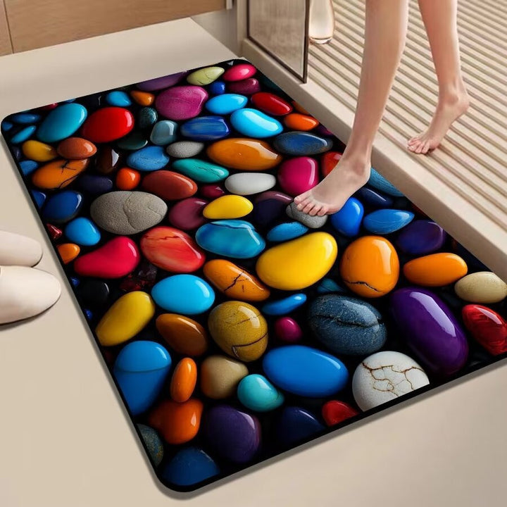 Colorful Pebble-Themed Floor Mat Bowlift