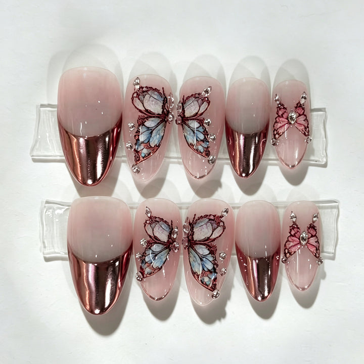Decorative Butterfly-Inspired Press-On Nail Set