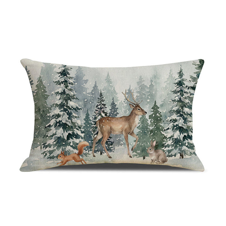 Decorative Rectangular Linen Cushion Cover with Nutcracker Ballet Christmas Print