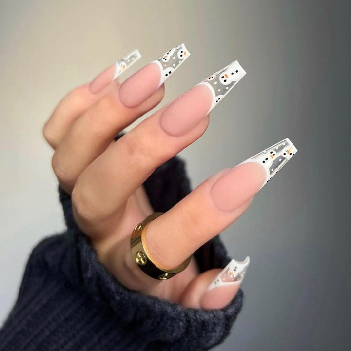 Elegant artificial nail set with bright green French tips Bowlift