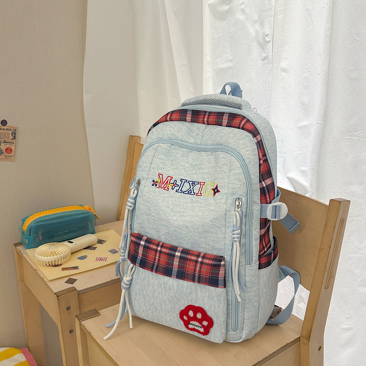 Playful Plaid Print Backpack Bowlift