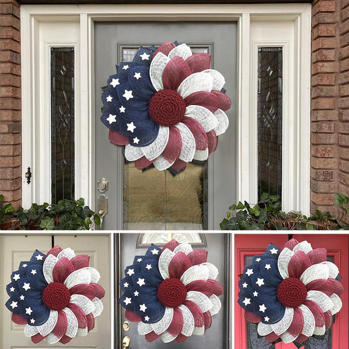 Patriotic Burlap Door Wreath Bowlift