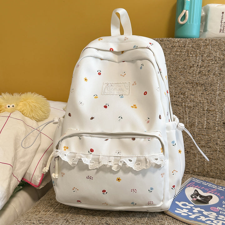 Decorative Floral-Embellished Backpack Bowlift