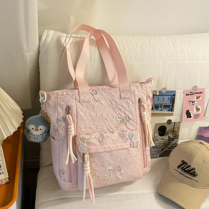 Embroidered Quilted Backpack Bowlift