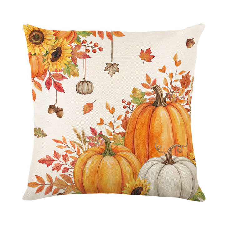 Autumn Harvest Linen-Texture Decorative Throw Pillow