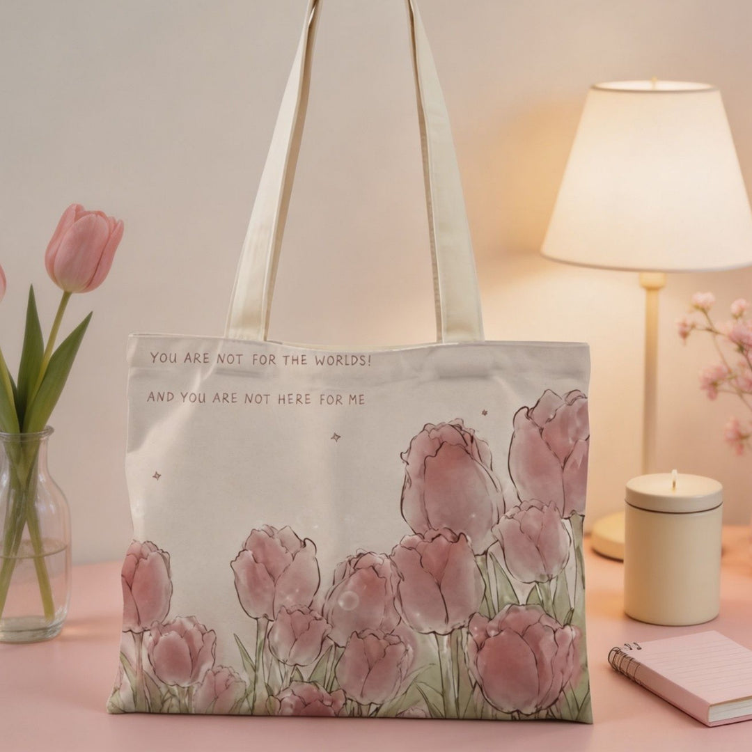 Floral Print Canvas Tote Bag