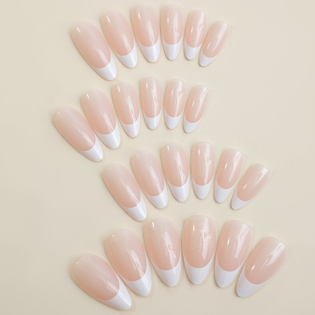 Press-On Nail Set with French Tip Design Bowlift