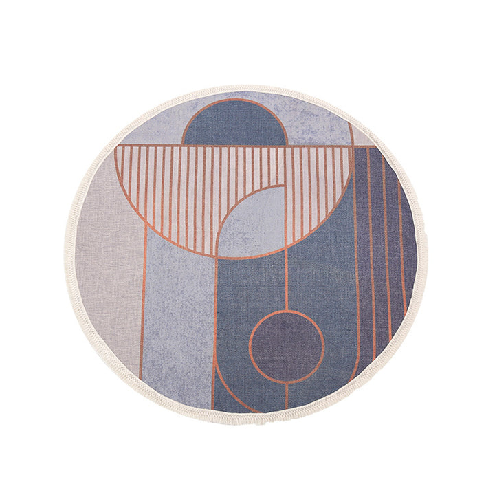Round Decorative Living Room Carpet with Modern Geometric Pattern Bowlift