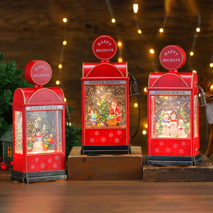 Decorative Illuminated Santa Scene Lantern Bowlift