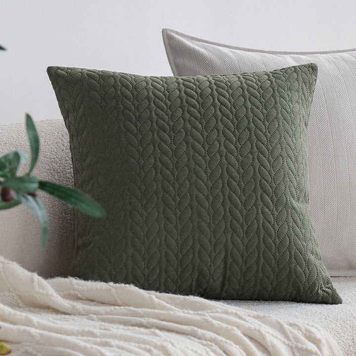 Square quilted decorative cushion cover with cable tufting and soft microfiber finish Bowlift