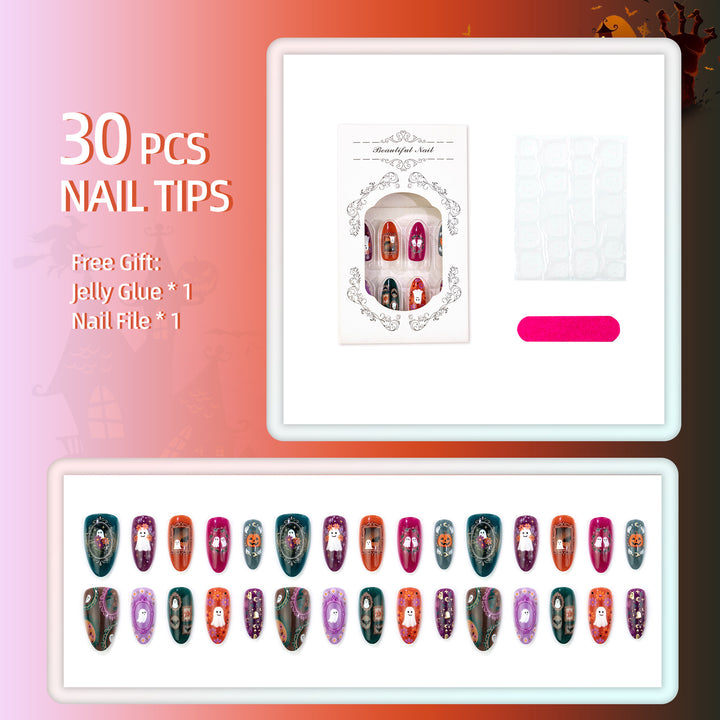 Halloween-Themed Decorative Press-On Nail Set Bowlift