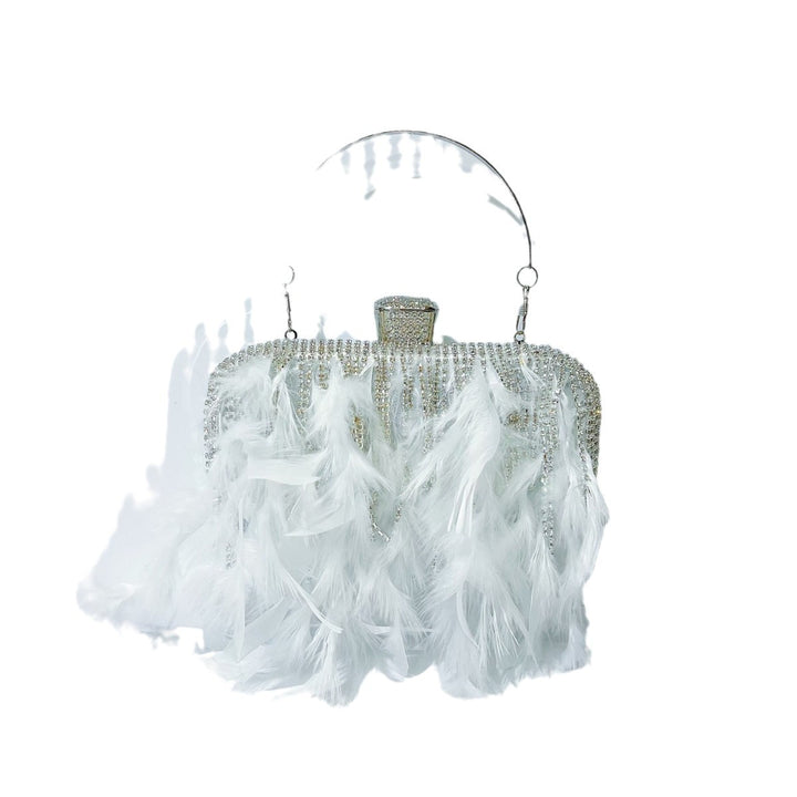 Feather-Embellished Evening Clutch