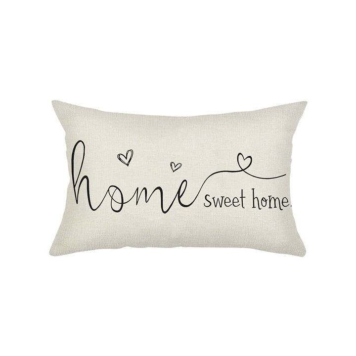 Hand-Lettered Script Lumbar Pillow Cover Linen-Blend with Heart Motif