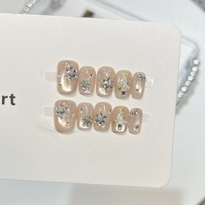 Decorative Gemstone Press-On Nail Art Set