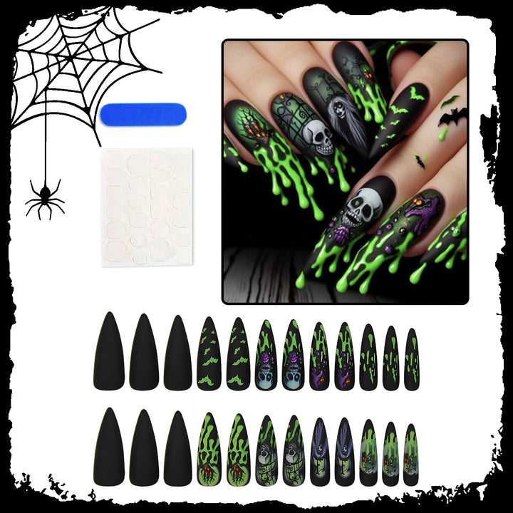 Artificial Halloween art nails with creative ghost and spider designs Bowlift
