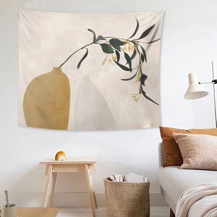 Tapestry with abstract botanical print and lightweight polyester fabric Bowlift