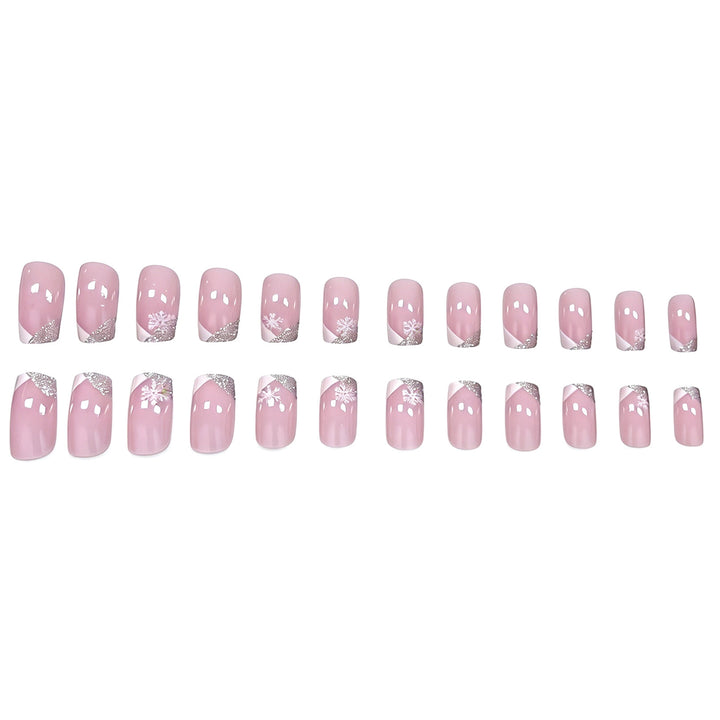 Elegant Snowflake French Tip Nail Art Bowlift