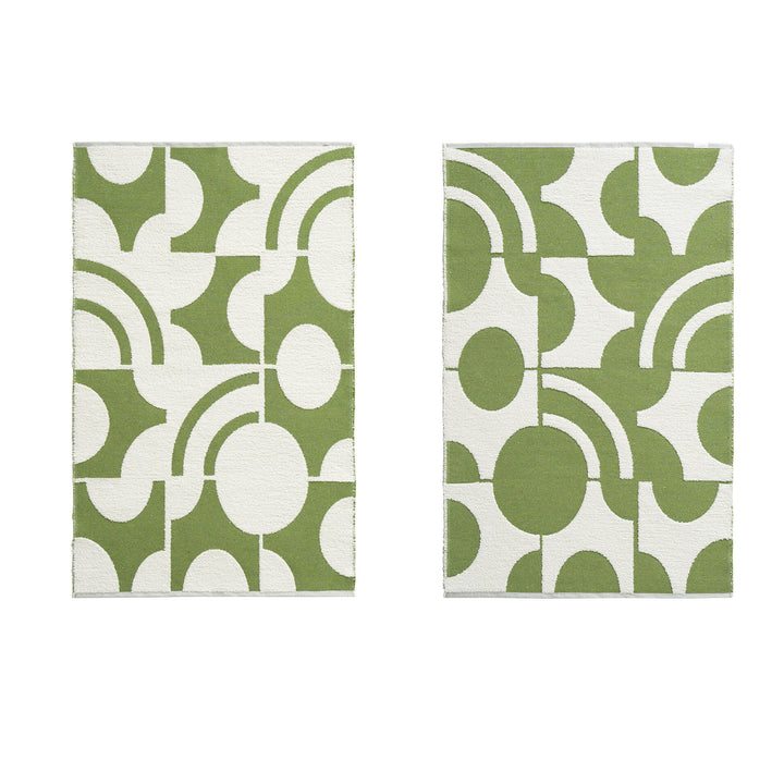 Modern runner rug with graphic checkerboard pattern and short pile structure Bowlift