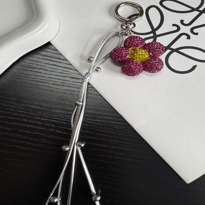 Rhinestone Flower Charm Keychain Bowlift
