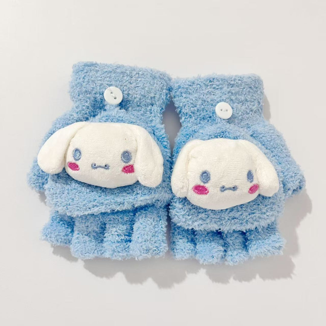 Children's Playful Bear-Themed Fingerless Gloves Bowlift