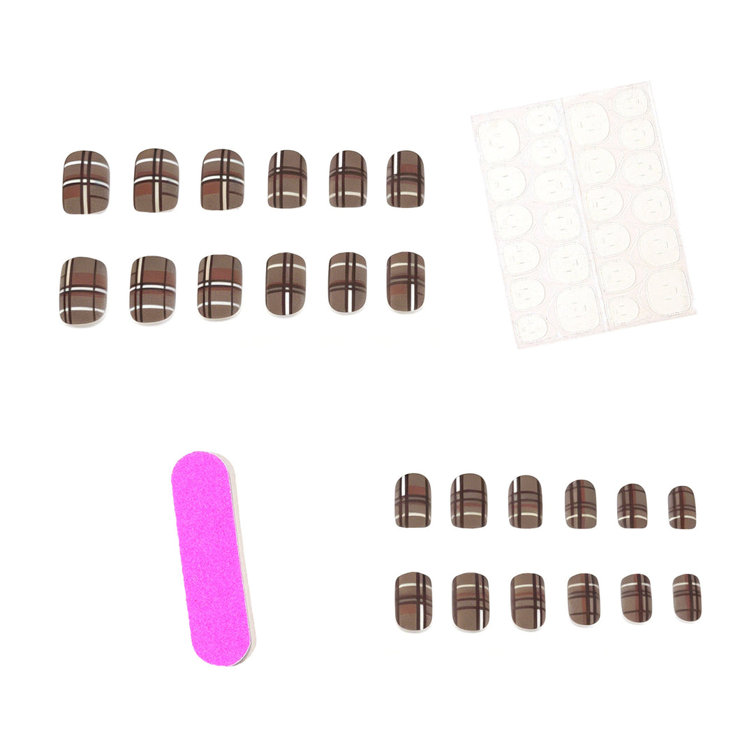 Trendy Plaid Pattern Nail Art Set Bowlift