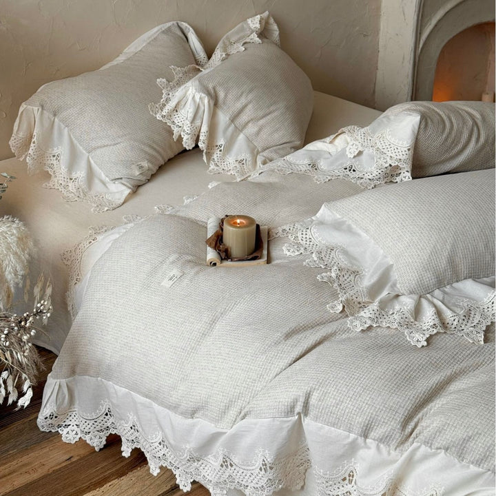 Lace-Trimmed Cotton Duvet Cover Set