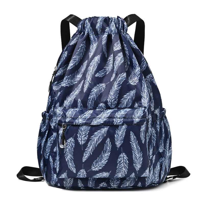 Drawstring Elephant Print Backpack Bowlift