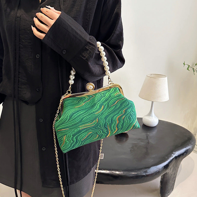 Elegant Pearl-Embellished Evening Handbag
