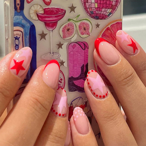 Artificial nail set with creative star designs and glossy finish Bowlift