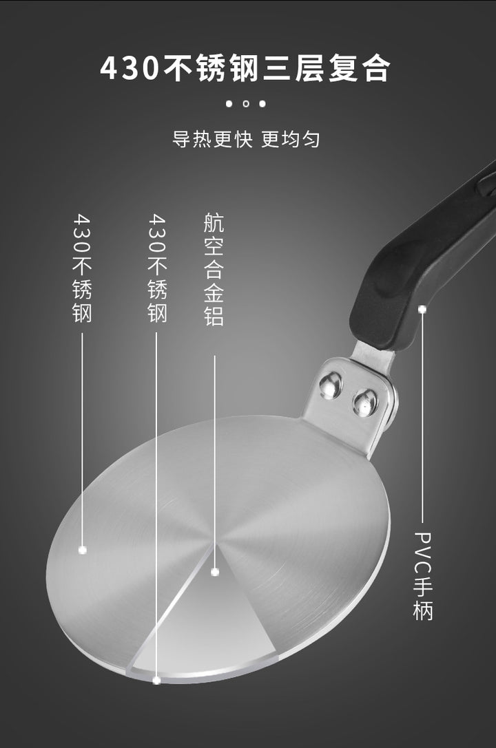 Stainless steel flat griddle pan with heat-diffuser handle Bowlift