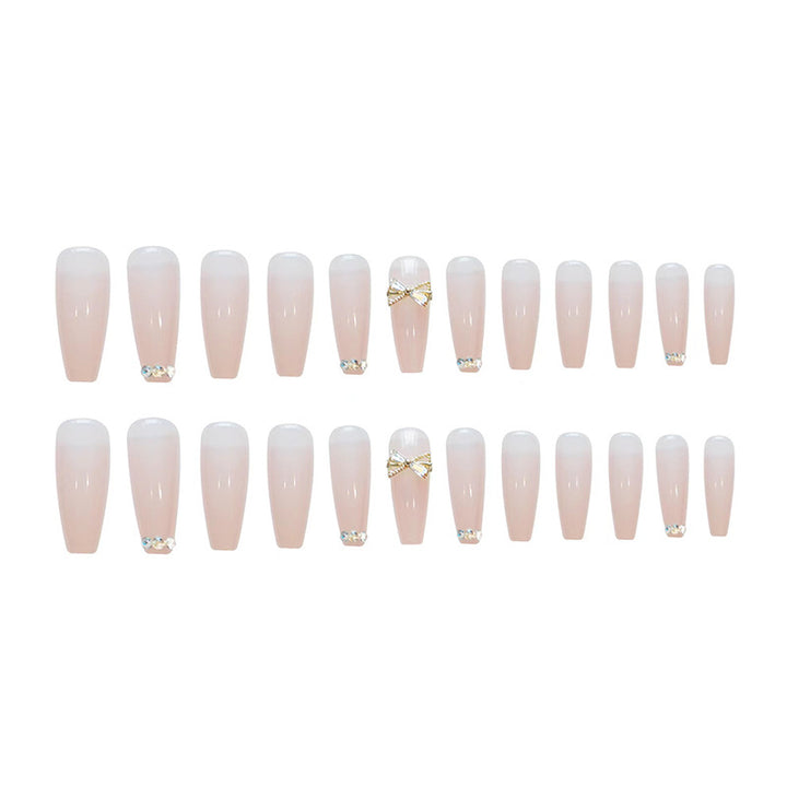 Rhinestone-Embellished Long Coffin Press-On Nails