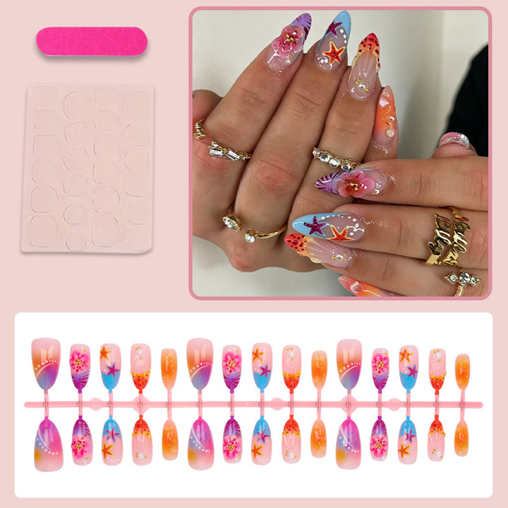 Elegant artificial nails with floral designs Bowlift