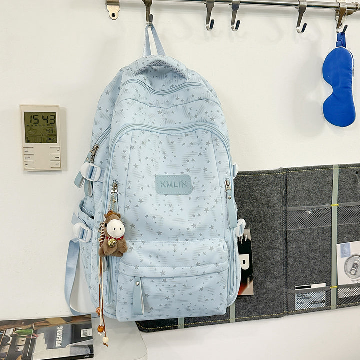 Stylish Multi-Pocket Star-Embellished Backpack Bowlift