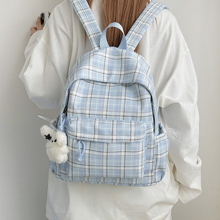 Stylish Checkered Pattern Backpack Bowlift