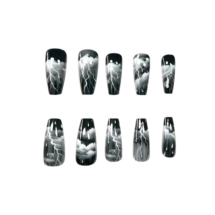 Artistic Lightning-Themed Nail Art Extensions Bowlift