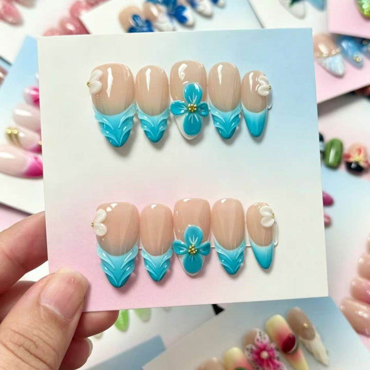 Floral-Themed 3D Press-On Nail Art Set