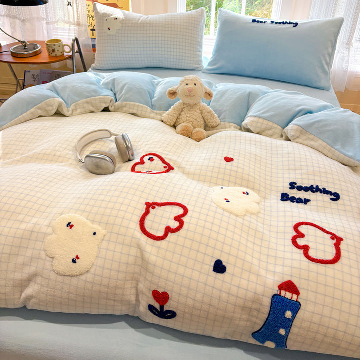 Playful Cartoon Dog-Themed Fleece Blanket