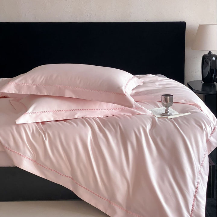 Luxury Silky Sateen Duvet Cover Set with Hemstitch Border