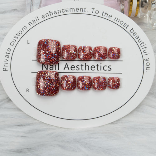 Glittering Pedicure Nail Art