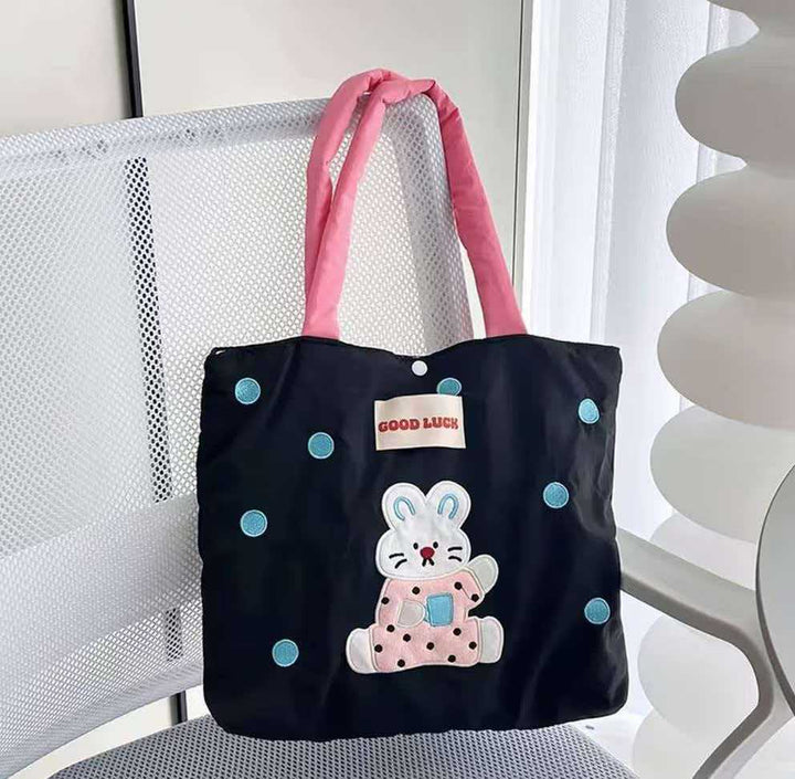 Cute Dog Embroidered Tote Bag Bowlift