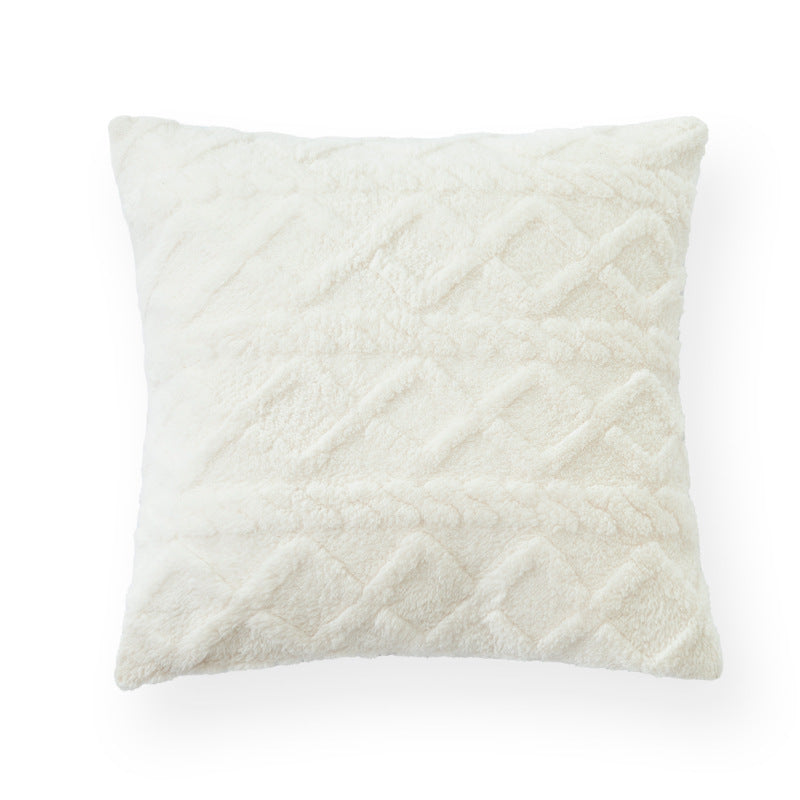 Soft square decorative cushion with embossed diamond pattern made of synthetic fur Bowlift