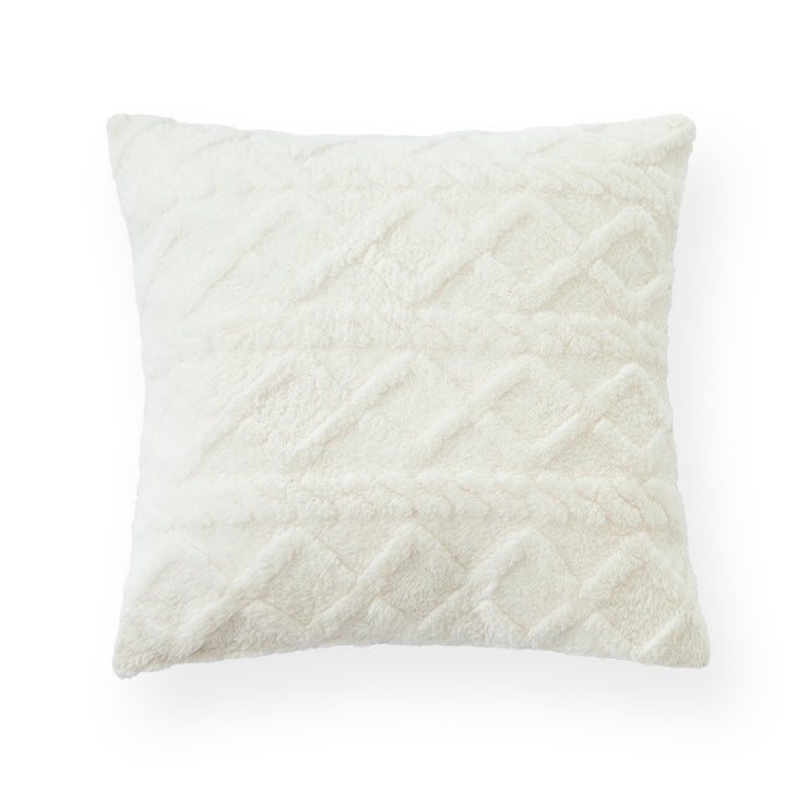 Soft square decorative cushion with embossed diamond pattern made of synthetic fur Bowlift