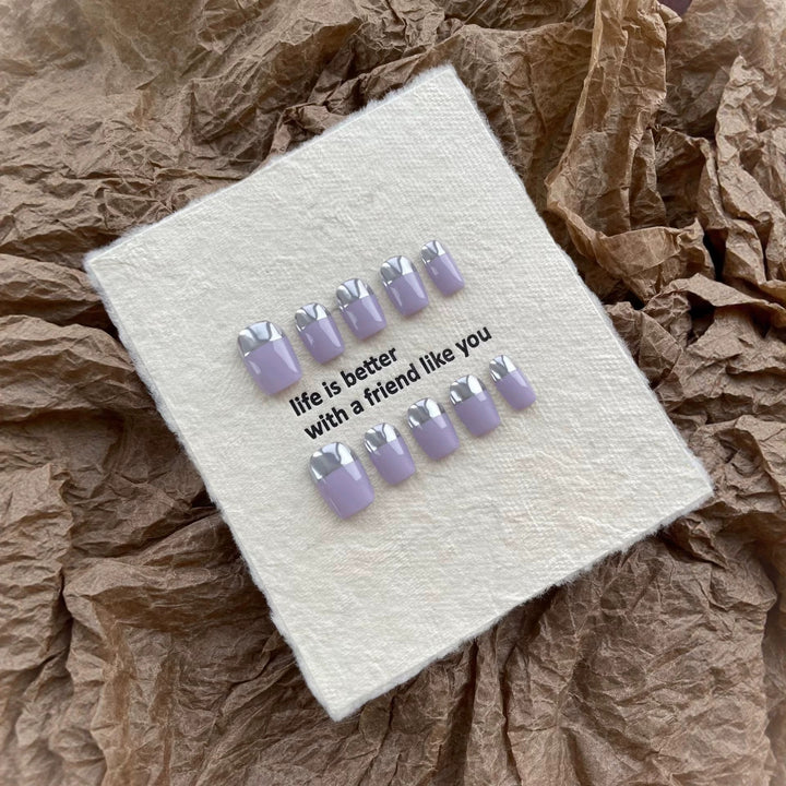 Elegant Metallic Tip Press-On Nail Set