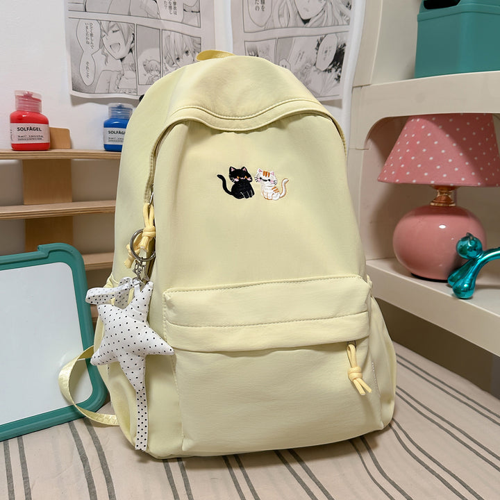 Embroidered Cat-Themed Casual Backpack Bowlift