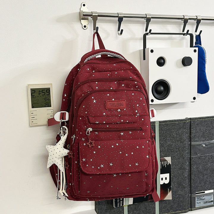 Star-Patterned Backpack with Multiple Compartments Bowlift